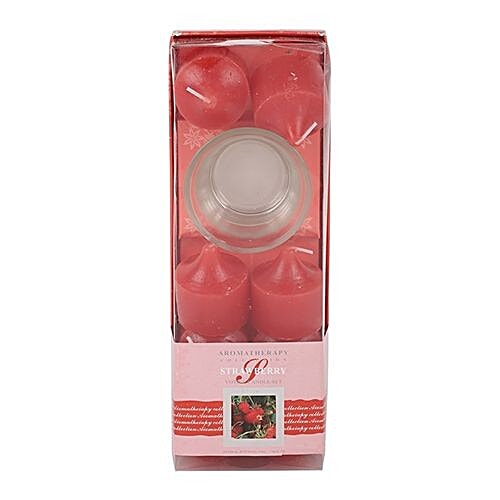 DP Decorative Wax Scented Candles & Holder - Red, BB-1263, Strawberry, 8 pcs  