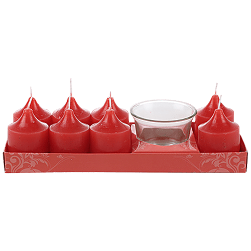 DP Decorative Wax Scented Candles & Holder - Red, BB-1263, Strawberry, 8 pcs  