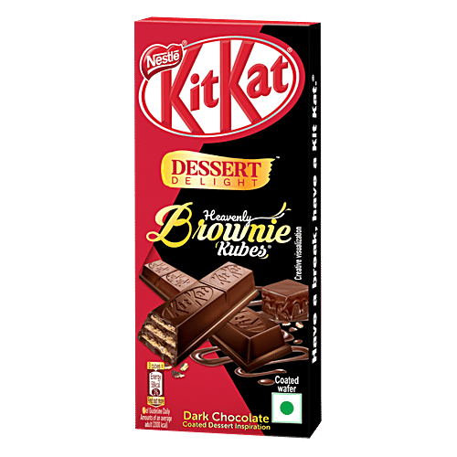 Nestle Kitkat Dessert Delight Heavenly Brownie Kubes Coated Wafer - Dark Chocolate, 50 g  