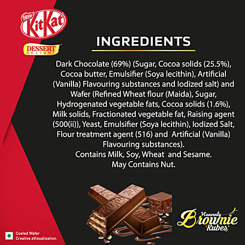 Nestle Kitkat Dessert Delight Heavenly Brownie Kubes Coated Wafer - Dark Chocolate, 50 g  