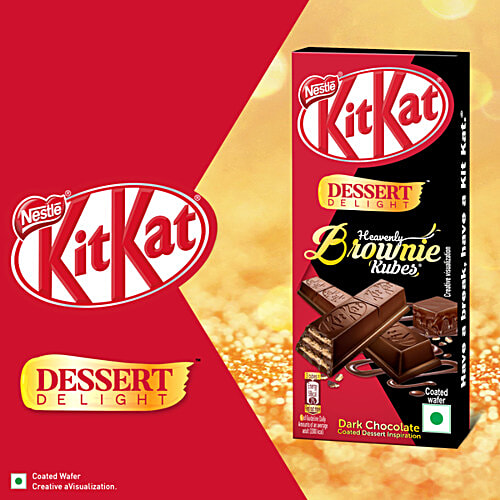 Nestle Kitkat Dessert Delight Heavenly Brownie Kubes Coated Wafer - Dark Chocolate, 50 g  