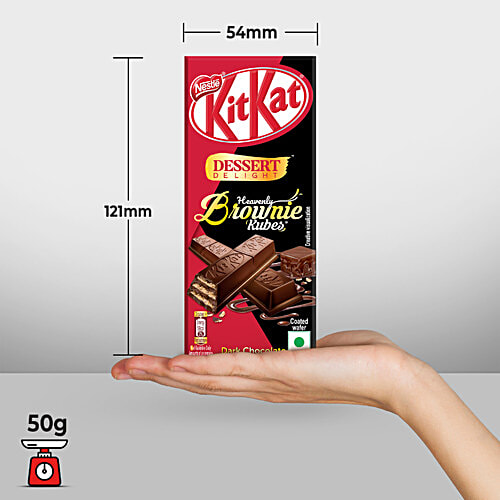 Nestle Kitkat Dessert Delight Heavenly Brownie Kubes Coated Wafer - Dark Chocolate, 50 g  
