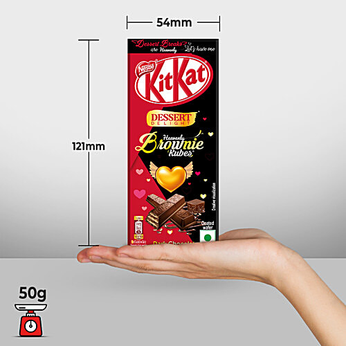 Nestle Kitkat Dessert Delight Heavenly Brownie Kubes Coated Wafer - Dark Chocolate, 50 g  