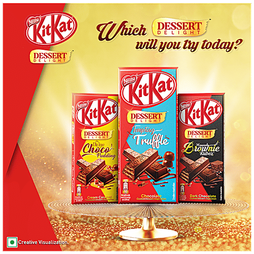 Nestle Kitkat Dessert Delight Heavenly Brownie Kubes Coated Wafer - Dark Chocolate, 50 g  