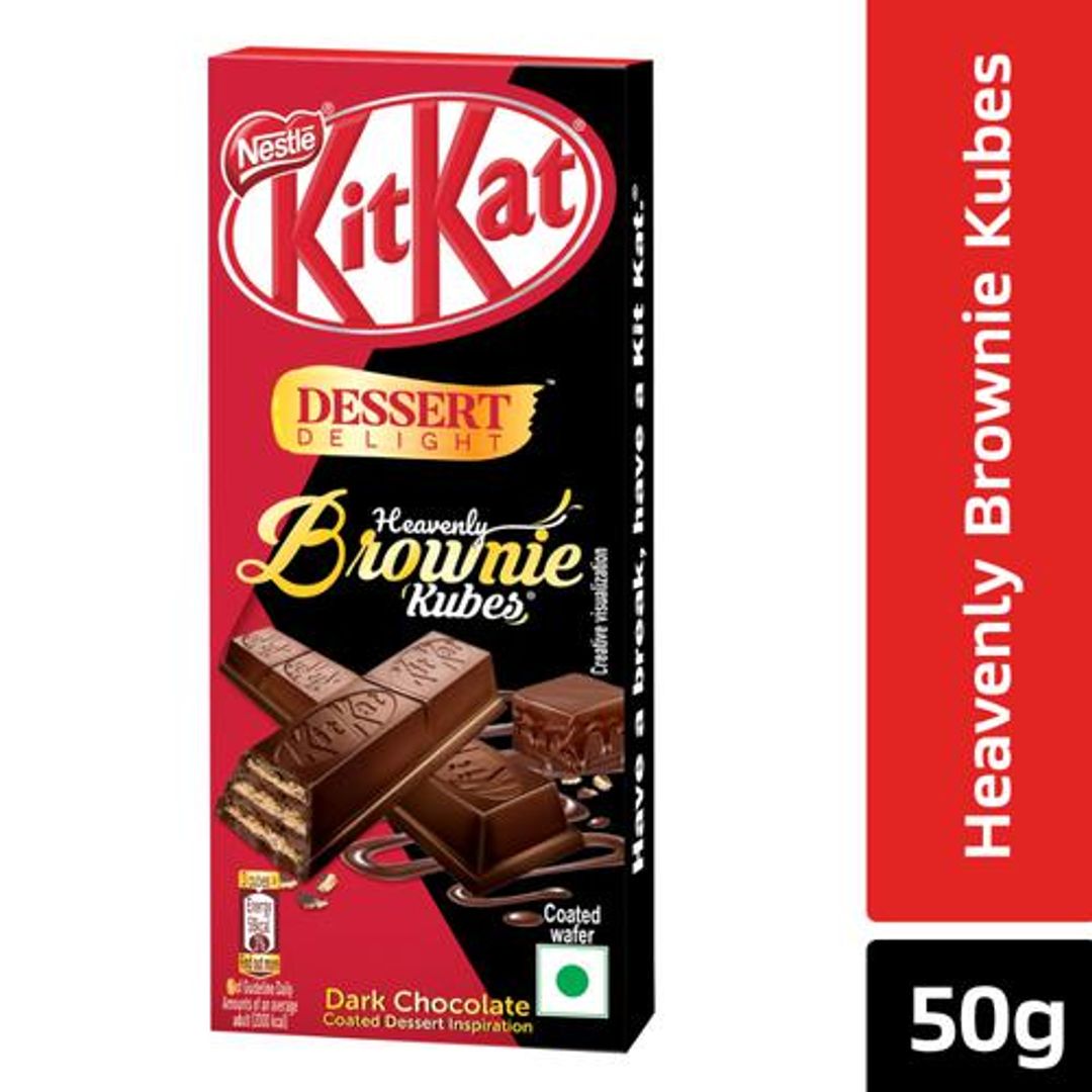 Nestle  Kitkat Dessert Delight Heavenly Brownie Kubes - Wafer Coated With Dark Chocolate, 50 g 