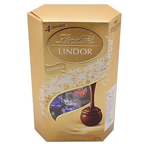 Lindt Lindor Assorted Chocolate - 4 Flavours, 200 g  Smooth Melting
 Assorted Flavours
 Luxurious Treat