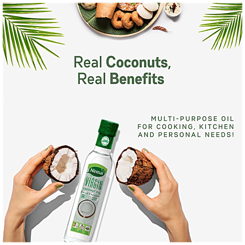 Klf  Nirmal Virgin Coconut Oil - Narrow Neck, 250 ml  Zero Cholesterol, Zero Trans Fat