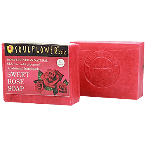 Soulflower Sweet Rose Anti-Aging Handmade Soap, Paraben Free Vegan Soap For Men & Women, 150 g  