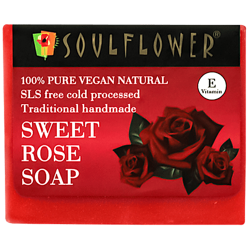 Soulflower Sweet Rose Anti-Aging Handmade Soap, Paraben Free Vegan Soap For Men & Women, 150 g  