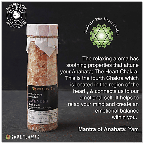 Soulflower Lavender Himalayan Pink Rock Bath Salt for Body & Foot Spa, knee aches &  Muscle Pain Relief 500gm, 500 g  