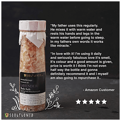 Soulflower Lavender Himalayan Pink Rock Bath Salt for Body & Foot Spa, knee aches &  Muscle Pain Relief 500gm, 500 g  