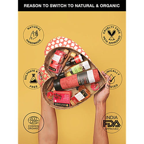 Soulflower Heart Rose Beauty Gift Pack Skincare For Men & Women - 100% Pure Organic, 10 pcs  