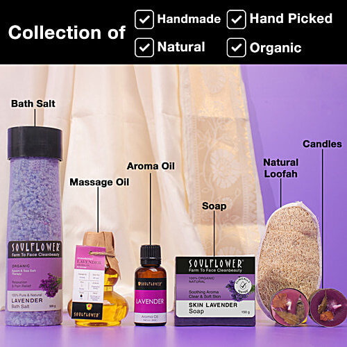 Soulflower Diwali Special Gift Box, Lavender Hexagon Pack For Him/Her, Organic Natural Karva Chauth, Bhai Dooj, 7 pcs