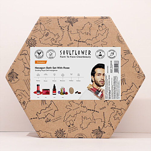 Soulflower Diwali Rose Beauty Kit & Gift Box Luxe Gift Pack For Her, Organic Natural, Karva Chauth Bhai Dooj, 5 pcs  