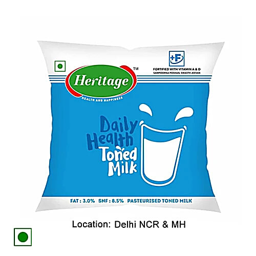 Heritage Daily Health Toned Milk, 500 ml Pouch