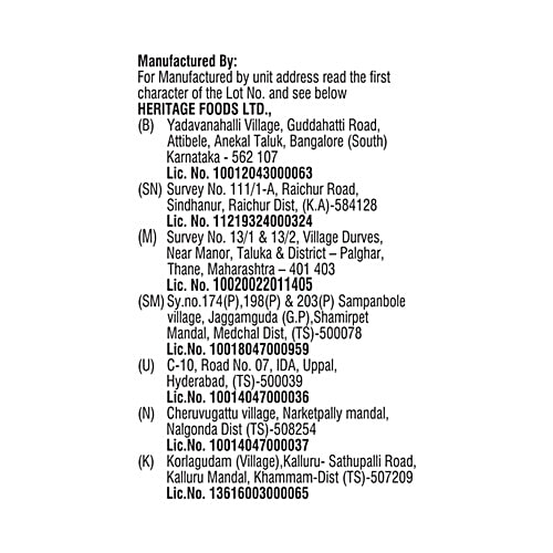 Heritage Sampurna Cow Milk, 500 ml Pouch Pasteurised Homogenised Milk