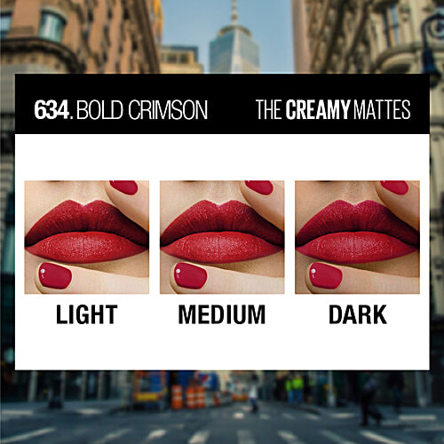 Maybelline New York Colour Sensational Creamy Matte Lipstick, 3.9 g 634 Bold Crimson 