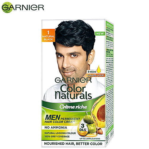 Garnier Men Colour Naturals Hair Colour For Men, 30 ml + 30 g Shade 1, Natural Black 100% Grey Coverage & No Ammonia