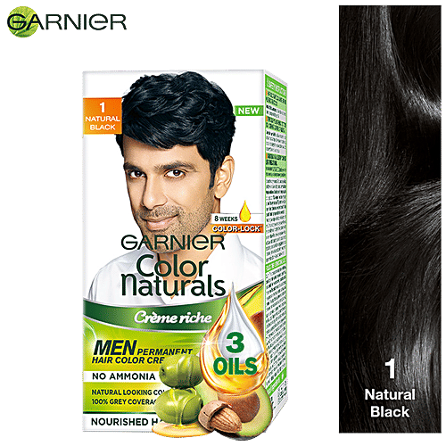 Garnier Men Colour Naturals Hair Colour For Men, 30 ml + 30 g Shade 1, Natural Black 100% Grey Coverage & No Ammonia