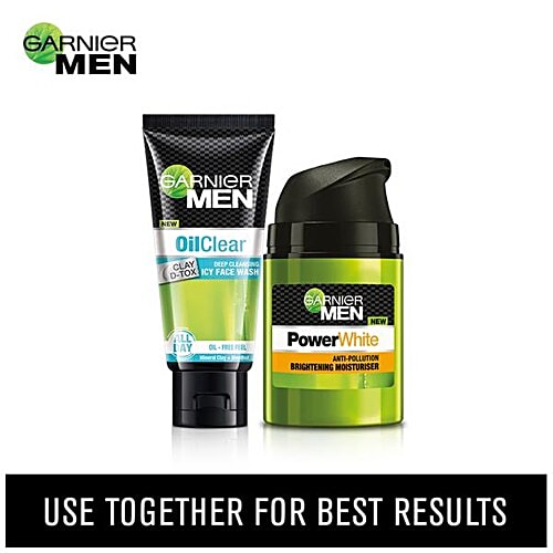 Garnier Men Oil Clear Clay D-Tox Deep Cleansing Icy Face Wash, 50 g Oil Free Feel