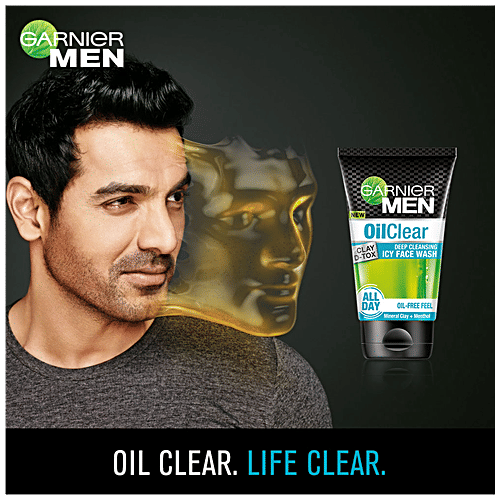 Garnier Men Oil Clear Clay D-Tox Deep Cleansing Icy Face Wash, 100 g  