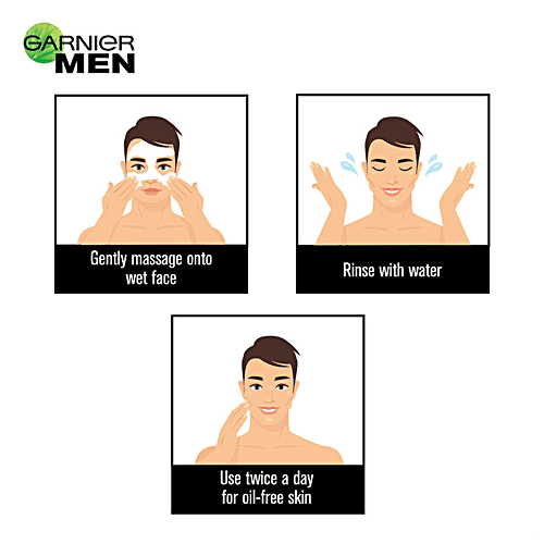 Garnier Men Oil Clear Clay D-Tox Deep Cleansing Icy Face Wash, 100 g  