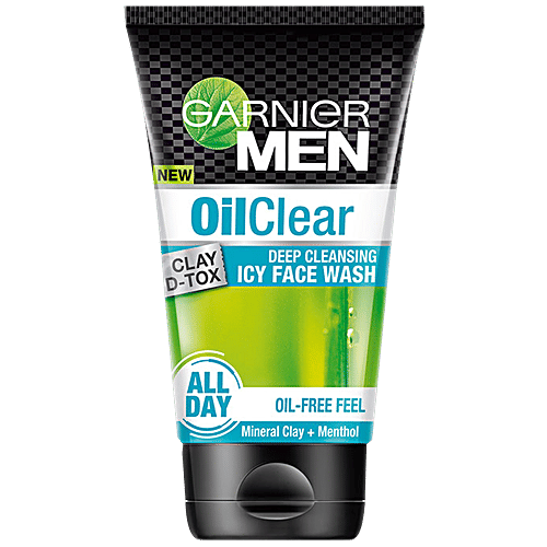 Garnier Men Oil Clear Clay D-Tox Deep Cleansing Icy Face Wash, 100 g  