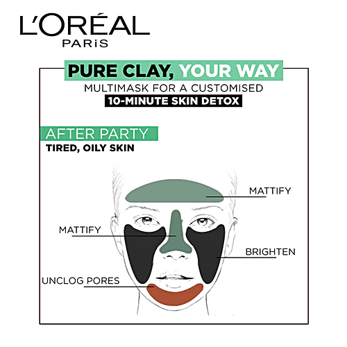 Loreal Paris Pure Clay Clay Mask, Detoxify with Charcoal, 50 ml  