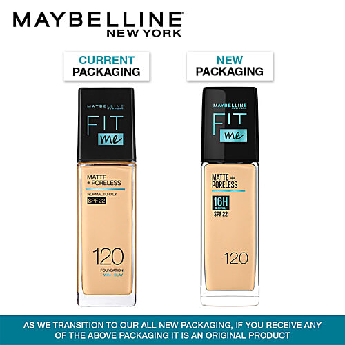 Maybelline New York Fit Me Matte + Poreless Liquid Foundation, 30 ml 120 Classic Ivory Super Blendable, Natural Matte Finish