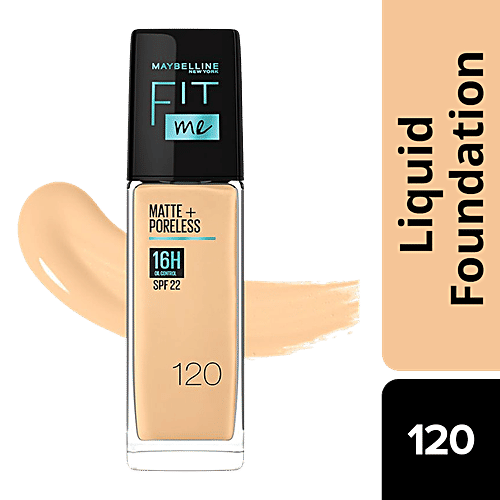 Maybelline New York Fit Me Matte + Poreless Liquid Foundation, 30 ml 120 Classic Ivory Super Blendable, Natural Matte Finish