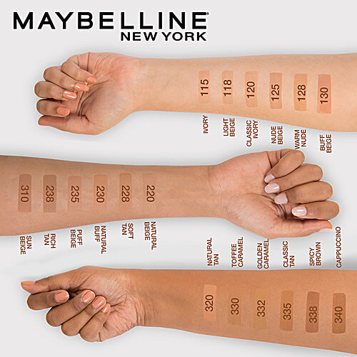 Maybelline New York Fit Me Matte+Poreless Liquid Foundation, 30 ml 332 Golden Caramel Super Blendable, Natural Matte Finish