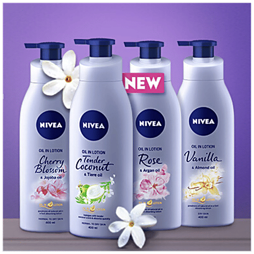 Nivea Oil in Lotion - Dry Skin, Rose & Argan Oil, 24hrs Long Lasting Moisturization, 400 ml  24hrs Long Lasting Moisturization