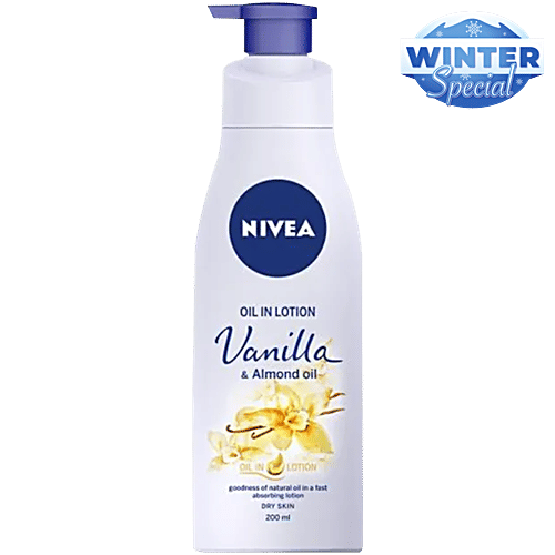 Nivea Oil in Lotion - Dry Skin, Vanilla & Almond Oil, 200 ml  24hrs Long Lasting Moisturization