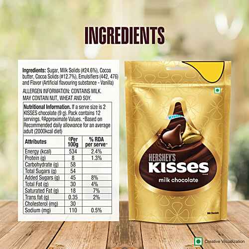 Hershey's Kisses Milk Chocolate, 36 g  Melt-In-Mouth Chocolates, Individually Wrapped