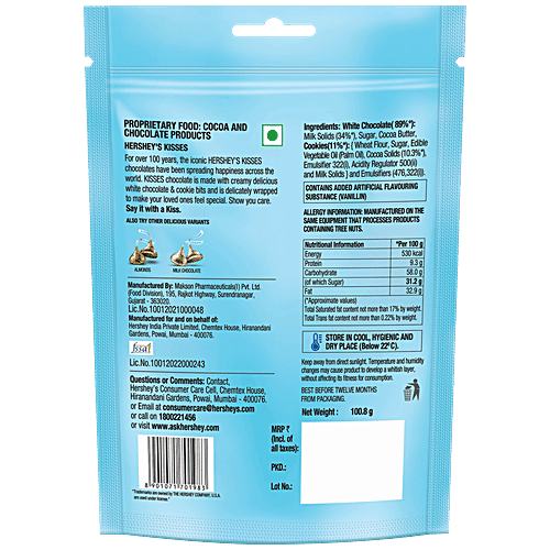 Hershey's Kisses Cookies 'N' Creme Chocolate, 100.8 g  Melt-In-Mouth Delights, Individually Wrapped