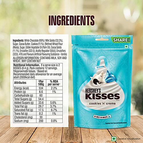 Hershey's Kisses Cookies 'N' Creme Chocolate, 100.8 g  Melt-In-Mouth Delights, Individually Wrapped