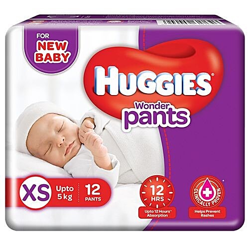 Buy Huggies Wonder Diaper Pants XS, Up to 5 kg, For New Baby, Helps