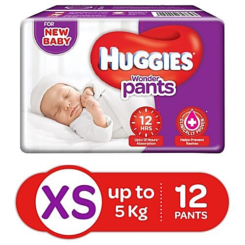 Buy Huggies Wonder Diaper Pants XS, Up to 5 kg, For New Baby, Helps