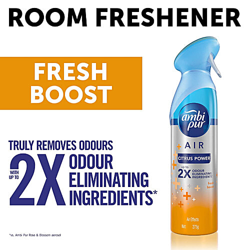 Ambipur Fresh Boost Air Freshener Spray - Citrus Power, 275 g  Upto 2X Odour Eliminating Ingredients