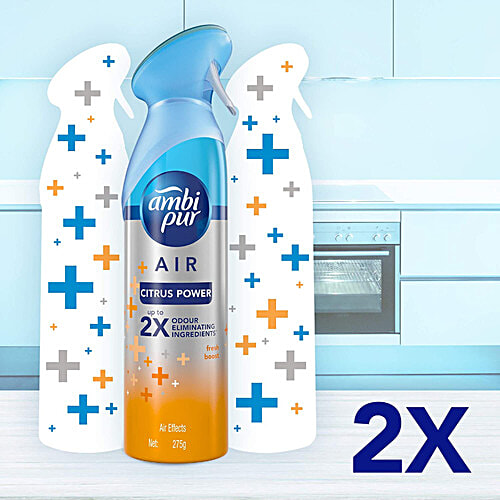 Ambipur Fresh Boost Air Freshener Spray - Citrus Power, 275 g  Upto 2X Odour Eliminating Ingredients