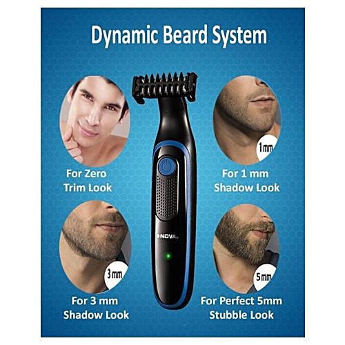 Nova NHT 1093 Trim & Shave Cordless Trimmer For Men - Black, 1 pc  Long Lasting Performance