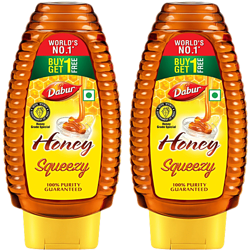 Dabur Honey Squeezy, 225 g (Buy 1 Get 1 Free)