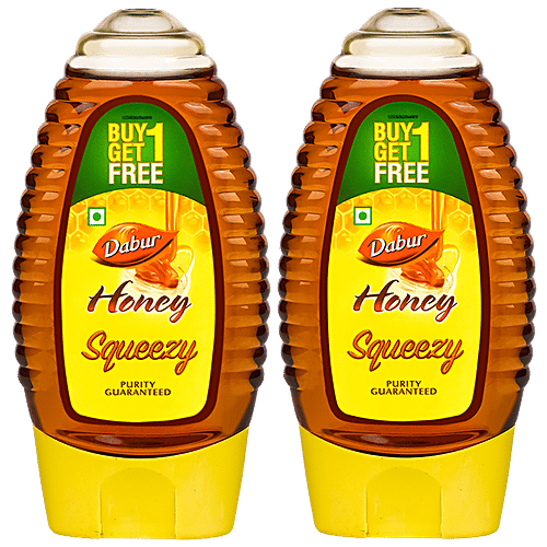 Dabur 100% Pure Honey - Worlds No.1 Honey Brand With No Sugar Adulteration, 225 g (Buy 1 Get 1 Free) 