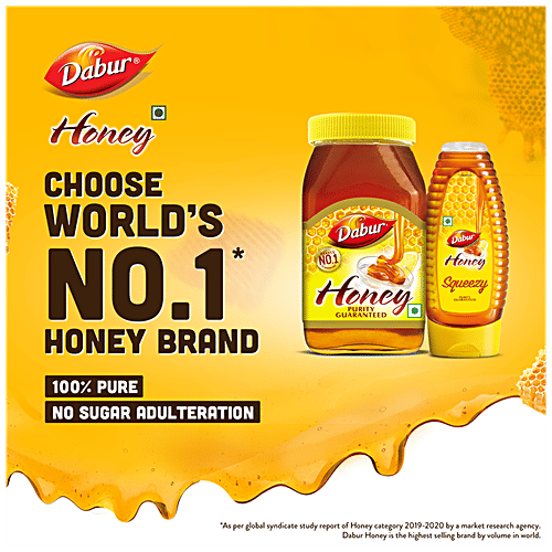 Dabur 100% Pure Honey - Worlds No.1 Honey Brand With No Sugar Adulteration, 225 g (Buy 1 Get 1 Free) 