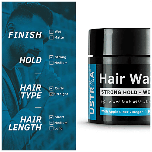 Ustraa Hair Wax For Men - Wet Look & Strong Hold, With Apple Cider Vinegar, 100 g  Free of Petrolatum, Paraffin