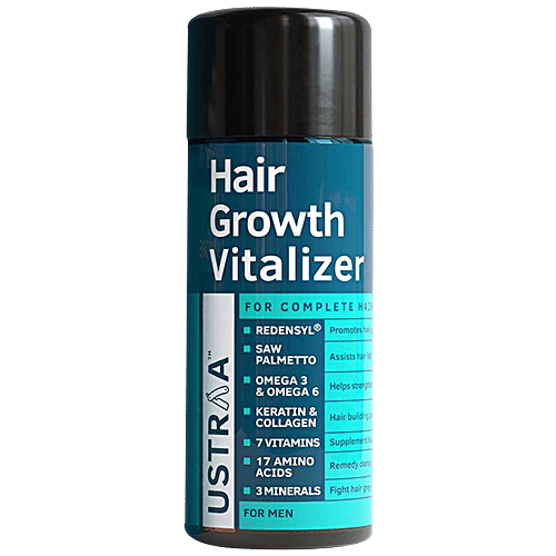 Ustraa Hair Growth Vitalizer - Complete Hair Care & Hair Loss Defence, For Men, 100 ml  Contains Omega 3 & 6, Keratin & Collagen