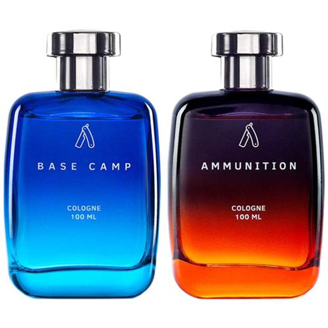 Ustraa Cologne Spray Combo - Base Camp & Ammunition, For Men, No Gas & Long Lasting, 100 ml (Pack of 2)