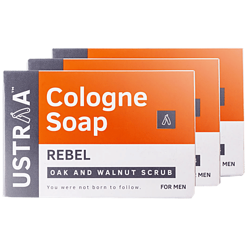 Ustraa Rebel Cologne Soap With Oak & Walnut, 375 g (125 g x 3 N) Sulphate & Paraben Free