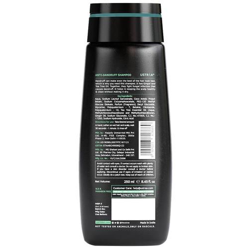 Ustraa Men Anti Dandruff Hair Shampoo - Ginger & Tea Tree, Controls Itch & Dryness, 250 ml  