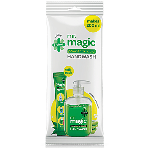 Godrej Protekt Mr. Magic Powder-To-Liquid Germ Protection Handwash Refill - Makes 200 ml Of Liquid, 9 g  